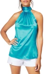 Ramy Brook Lori Stretch Silk Halter Top In Teal