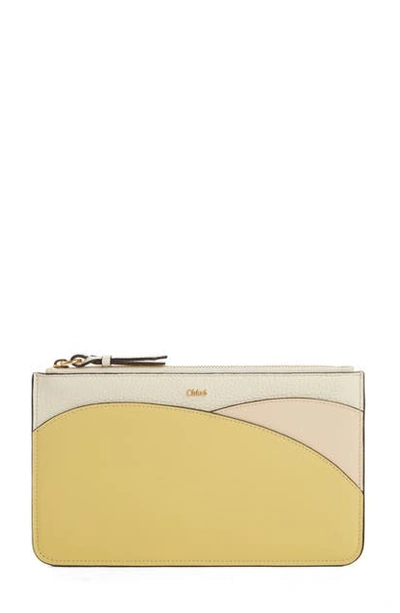 Chloé Walden Leather Pouch In Raffia Green