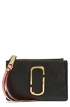 Marc Jacobs Snapshot Leather Id Wallet In Black/ Rose