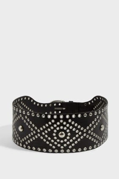 Isabel Marant Woma Embellished Leather Waist Belt In Black