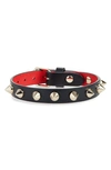Christian Louboutin Loublink Studded Leather Bracelet In Black/ Gold