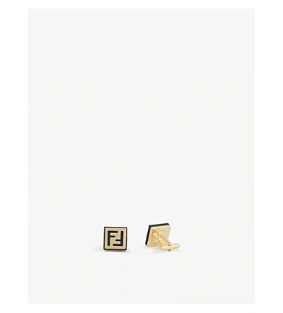 Fendi Logo Cufflinks In Oro Soft Nero