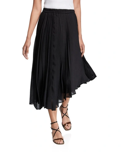 Brunello Cucinelli Pleated Organza Asymmetric Skirt In Black