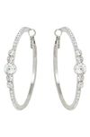 Ettika Crystal Embellished Hoop Earrings In Silver