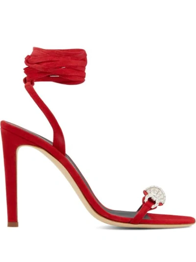 Giuseppe Zanotti Thais 缠绕踝带高跟凉鞋 In Red