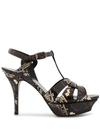 Saint Laurent Snakeskin Effect 105mm Sandals In Multicolour
