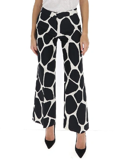 Valentino Printed Wool And Silk-blend Crepe Wide-leg Pants In White