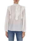 CHLOÉ CHLOÉ PLEATED RUFFLE BLOUSE