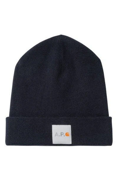 Apc . X Carhartt-wip Watchtower Beanie Hat - Dark Navy Blue