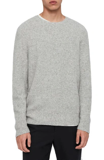 Allsaints Harbour Crewneck Wool Blend Sweater In Tin Grey Marl
