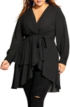 City Chic Shibara Wrap Top In Black