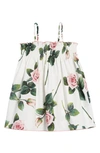 Dolce & Gabbana Girl's Tropical Rose Shirred Dress, Size 8-12 In Rose Rosa Fdo.panna