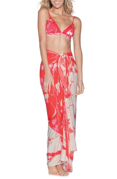 Maaji House Of Flowers Cover-up Pareo In Taffy Pink Floral