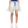 BEN TAVERNITI UNRAVEL PROJECT BLUE STONE DENIM TULLE REVERSED MINISKIRT