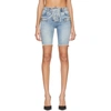 Ben Taverniti Unravel Project Blue Denim Lace-up Cyclist Shorts In Blue