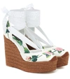 DOLCE & GABBANA FLORAL LEATHER WEDGE ESPADRILLES,P00429297
