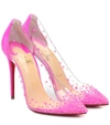 CHRISTIAN LOUBOUTIN DEGRASTRASS 100 SUEDE AND PVC PUMPS,P00434080