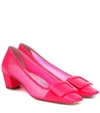 ROGER VIVIER BELLE VIVIER MESH AND LEATHER PUMPS,P00446356