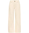 Khaite Noelle Cropped High-rise Wide-leg Jeans In White