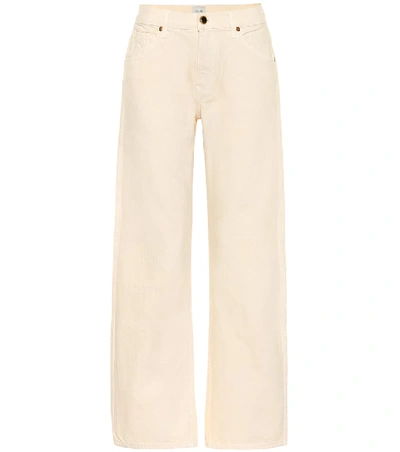 Khaite Noelle Cropped High-rise Wide-leg Jeans In White