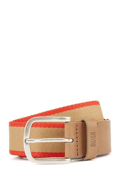 Hugo Boss - Reversible Belt In Fabric And Leather - Khaki