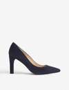 Lk Bennett Tess Block Heel Suede Courts In Blu-navy