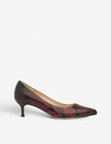 LK BENNETT Audrey snake-embossed kitten heel courts,29104612