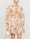 Zimmermann Bonita Embroidered Floral Lace Mini Dress In Cream+floral