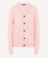 Acne Studios Keve Face Patch Wool Cardigan In Blush Pink