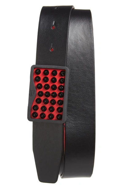 Christian Louboutin - 3.4cm Black Spiked Leather Belt - Black