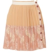 Chloé Pleated Floral Button Silk Mini Skirt In Cloudy Rose