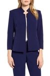 ANNE KLEIN STAND COLLAR CREPE JACKET,10759580