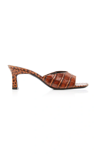 Simon Miller Hammer Croc-effect Leather Sandals In Brown