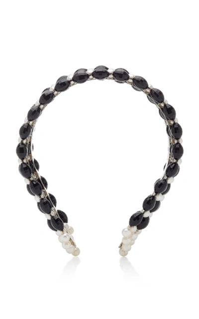 Shrimps Quinn Bead And Faux Pearl-embellished Headband In Black