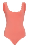 Marysia Palm Springs Scalloped Stretch-crepe Swimsuit In Coral