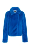 APPARIS TUKIO FAUX FUR BLUE BIKER JACKET,778996