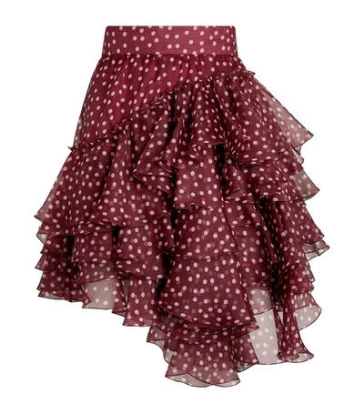 Dolce & Gabbana Short Polka-dot Print Organza Skirt In Red
