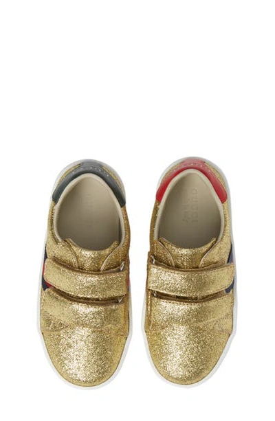 Gucci Kids' New Ace Sneaker In Metallic Gold