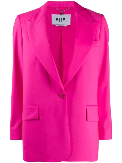 Msgm Peak-lapel Long-line Blazer In Pink