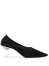 The Row Sock Acetate-heel Point-toe Mesh Pumps In Black