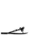 Valentino Heel Sandals With Bow Accent And Studded Embellishments In Black