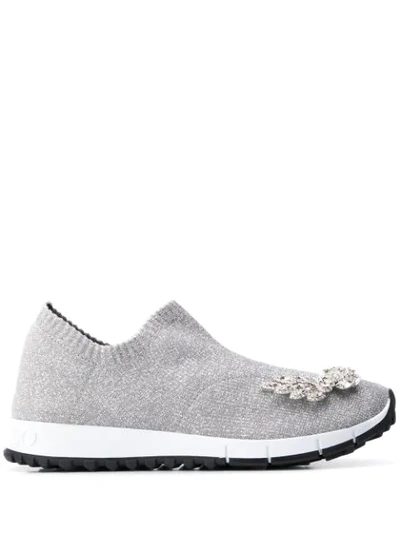 Jimmy Choo Verona Crystal-embellished Trainers In Silver,white