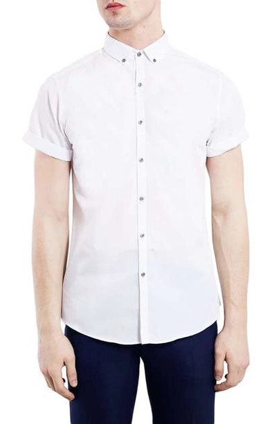 Topman Short Sleeve Sport Shirt In White
