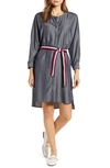 TOMMY HILFIGER STRIPE LONG SLEEVE SHIRTDRESS,T9LBN311