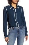 Tommy Hilfiger Contrast Trim Woven Shirt In Sky Captain