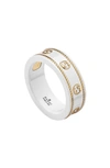 Shop Gucci Icon White Zirconia Ring In Yellow Gold
