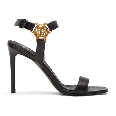 Balmain Pernille Logo-embellished Leather Sandals In Black