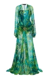Versace Crystal-embellished Printed Silk-chiffon Gown In Print
