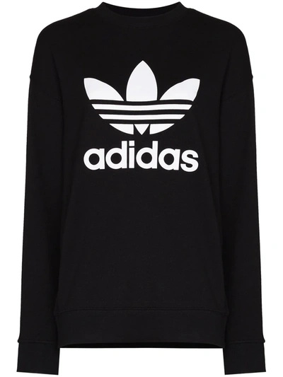 Adidas Originals Womens Black Logo-embroidered Cotton-jersey Sweatshirt 8 In Schwarz