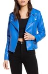 Bb Dakota Just Ride Faux Leather Jacket In Cobalt Blue